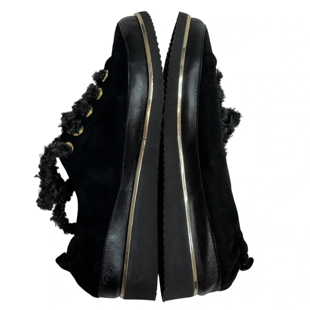 NEW Ron White Nalla Onyx Wedge Sneaker Cashmere Suede Teddy Bear Laces Italy - Picture 8 of 16
